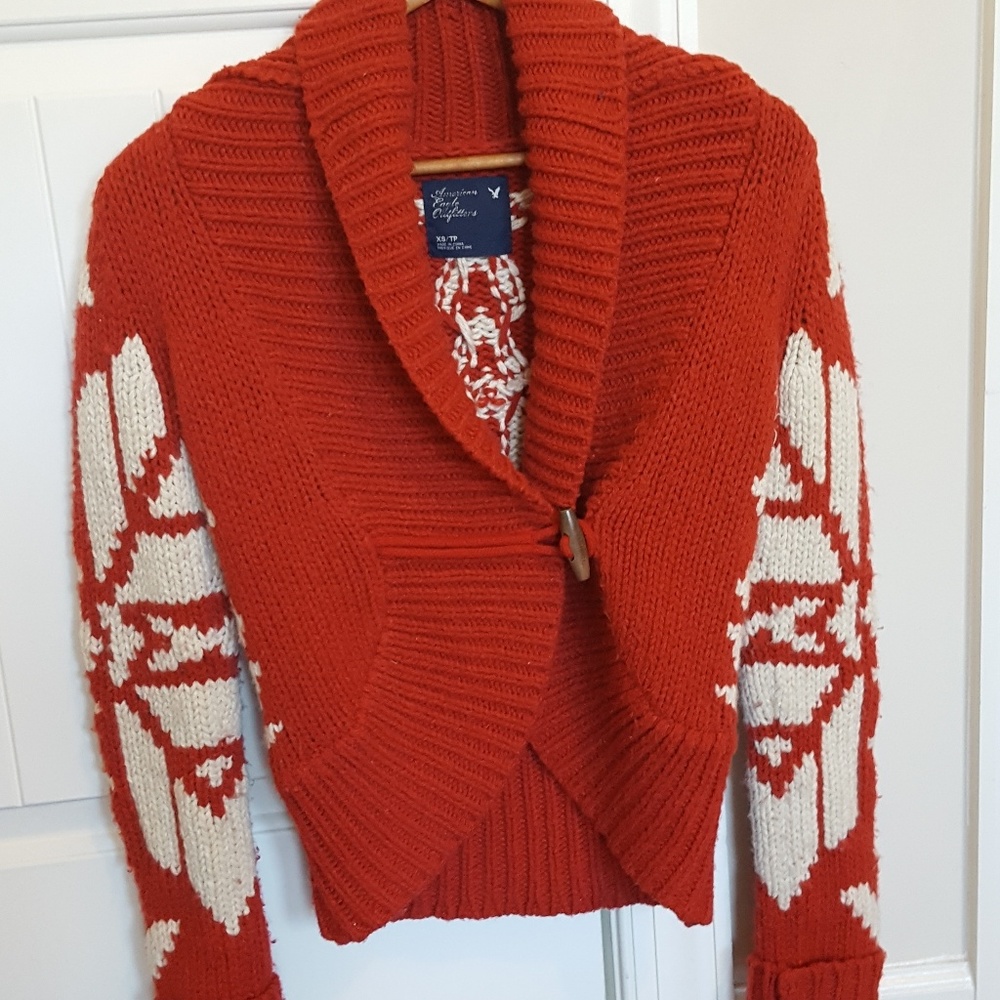 American Eagle XS Burnt Orange Cable Knit Sweater